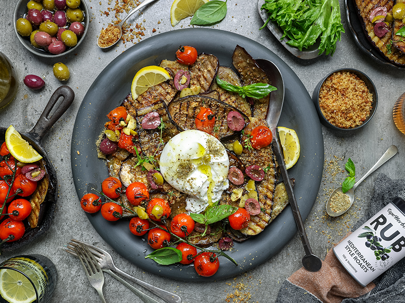 Grilled Aubergine & Buratta Platter